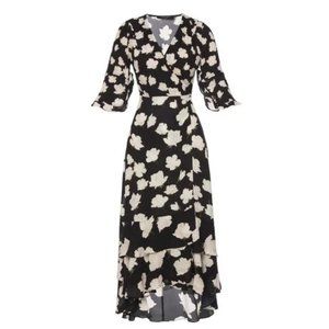 AllSaints Delana Caro Black & White Floral Wrap Dress Women’s Size Small
